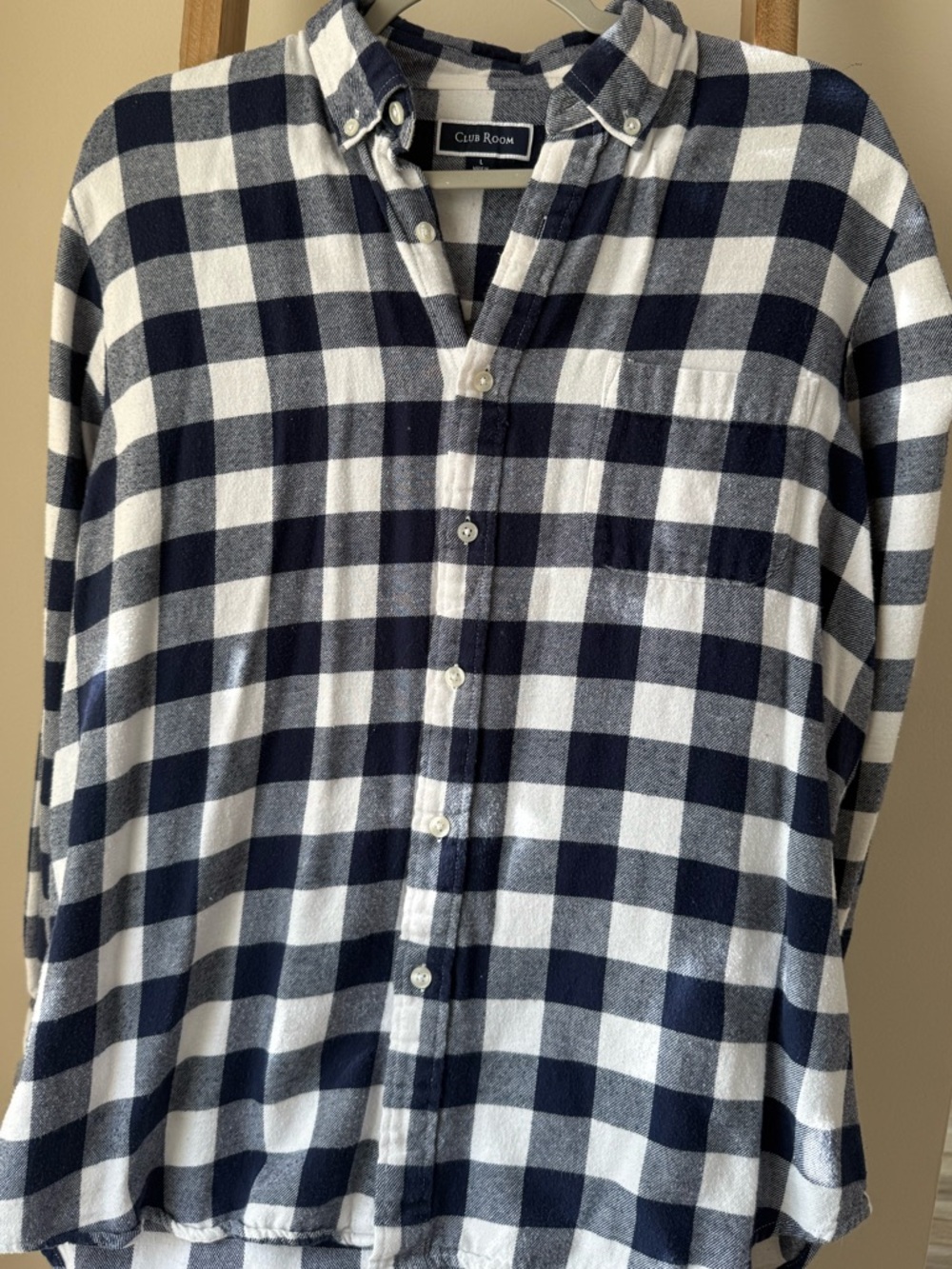 Club Room Navy and White Checkered Button-Down Shirt